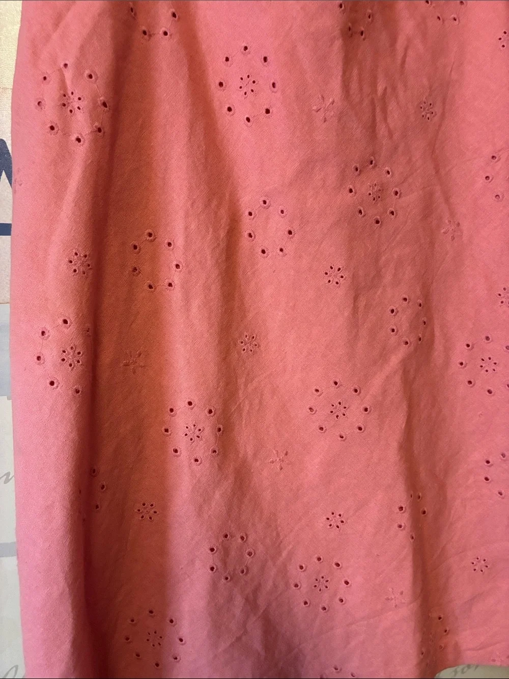 Norton McNaughon Eyelet A-Line Linen Skirt Sz8 Vintage